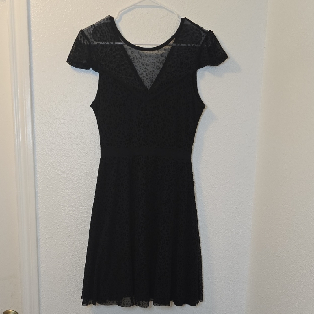 Sourpuss Black Sheer Leopard Print Mini Dress